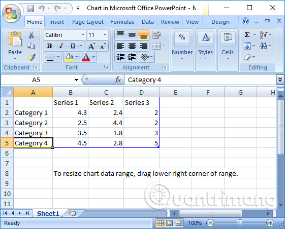 Bảng thống kê trên Excel