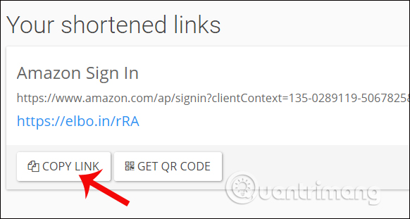 Sao chép link rút gọn
