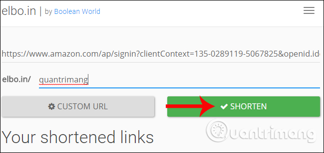 Nhập tên cho link rút gọn