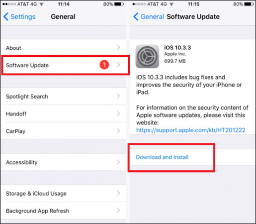General > Software Update > Download and Install