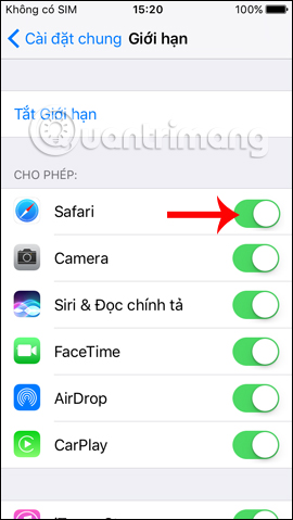 Hiện ứng dụng trên iPhone