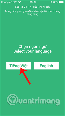 Chọn ngôn ngữ sử dụng BusMap