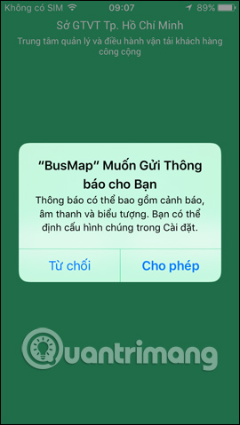 Nhận thông báo từ BusMap