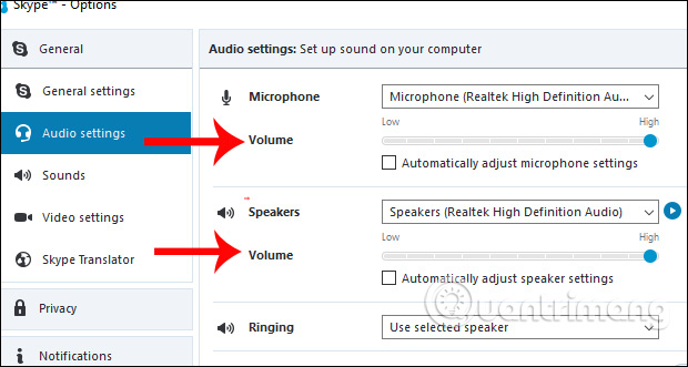 Điều chỉnh mức độ âm thanh