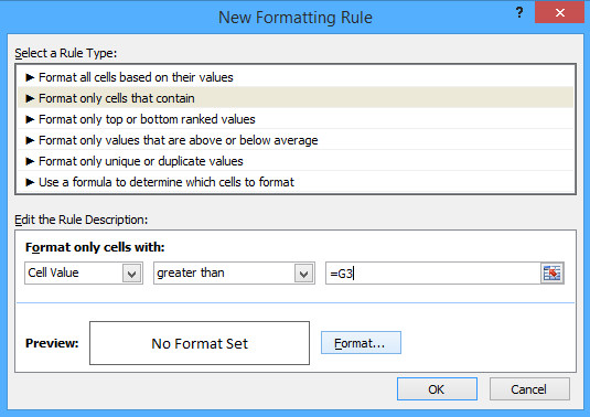 Cửa sổ new formatting rule