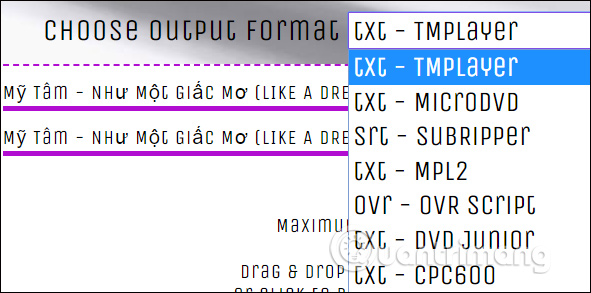 Chọn định dạng file 
