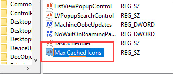 Đặt tên cho giá trị mới là "Max Cached Icons"