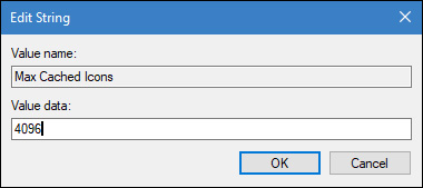 Nhập giá trị dữ liệu và nhấn OK