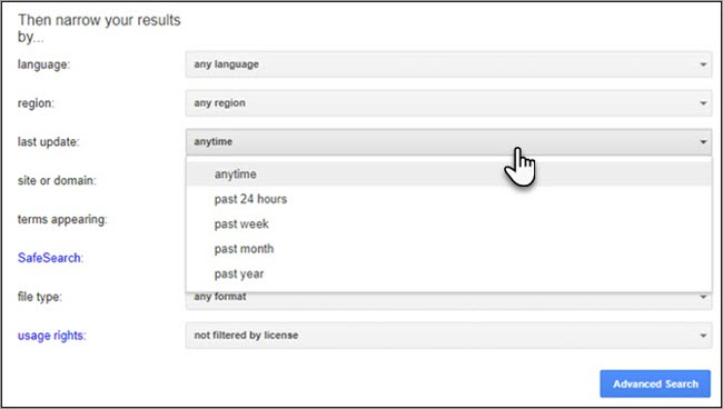 Trang tìm kiếm nâng cao của Google
