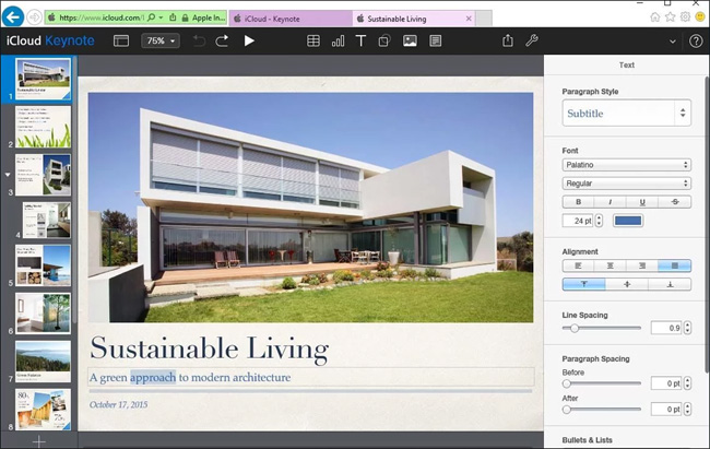 Keynote for iCloud trình chiếu slide