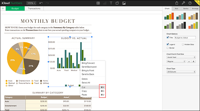 Numbers for iCloud xử lý bảng tính