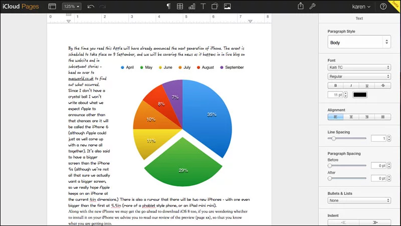 Page for iCloud soạn văn bản Apple