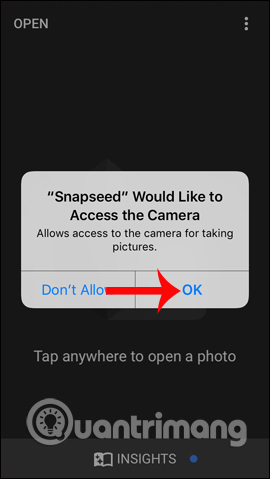 Snapseed sử dụng ứng dụng Camera