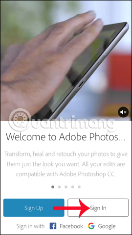 Đăng nhập tài khoản Adobe 