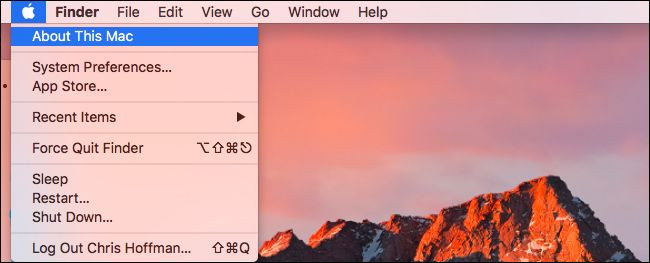 Chọn About This Mac