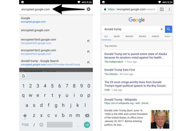 Tìm kiếm Google được mã hóa