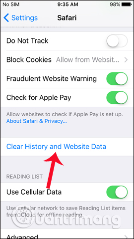 Dữ liệu duyệt web Safari