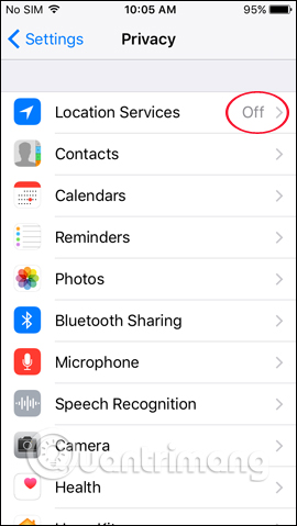 Tắt định vị vị trí