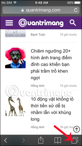 Các tab đang mở trên Safari