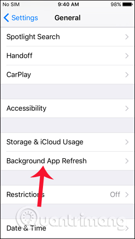 Chế độ làm mới ứng dụng nền 