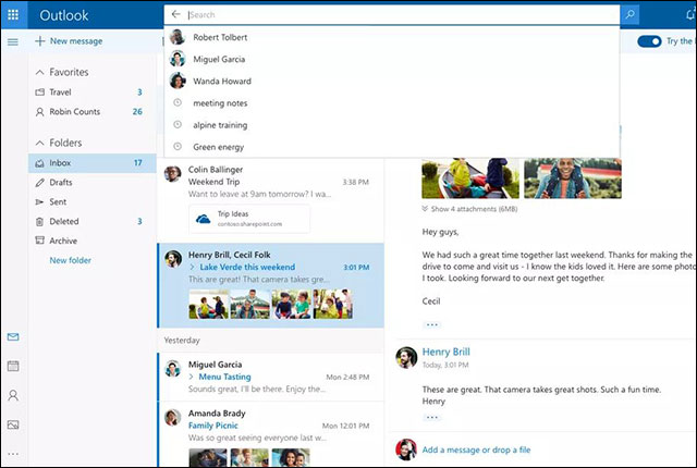 Giao diện mới của Outlook.com gọn gàng hơn