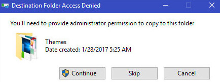 Chọn Continue để khôi phục theme mặc định