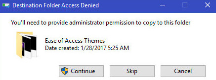 Chọn Continue để khôi phục theme High Contrast