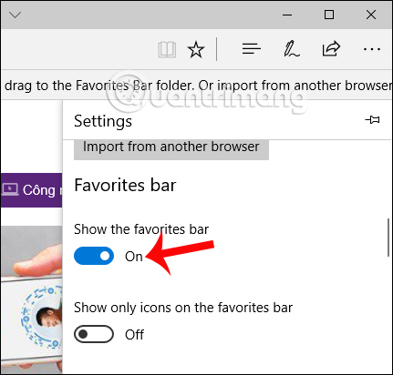 Bật chế độ bookmark trên Microsoft Edge