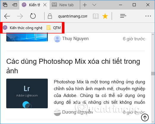 Tạo bookmark trên Microsoft Edge