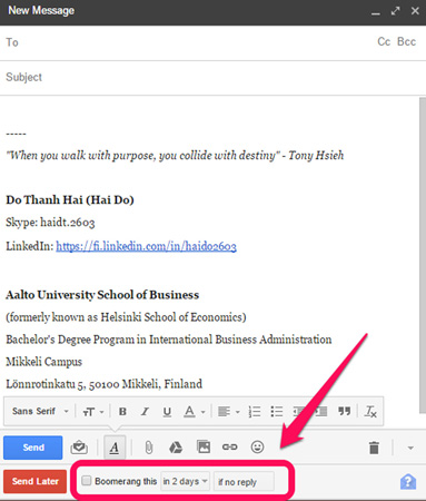Chọn thời gian nhắc nhở phản hồi