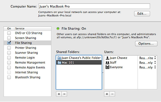 Chọn mục File Sharing trên Mac