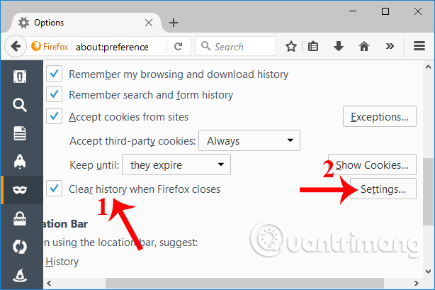 Cài đặt chế độ lưu lịch sử duyệt web