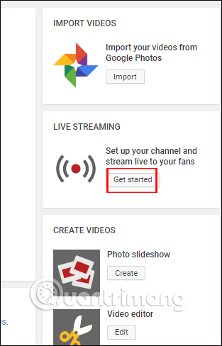 Live streaming trên Youtube