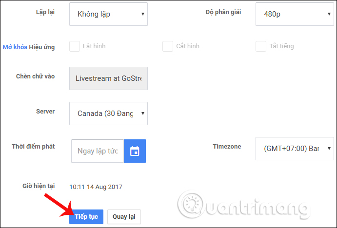 Cấu hình video phát live stream Youtube