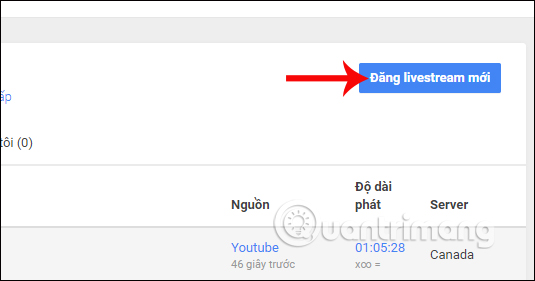 Đăng livestream mới