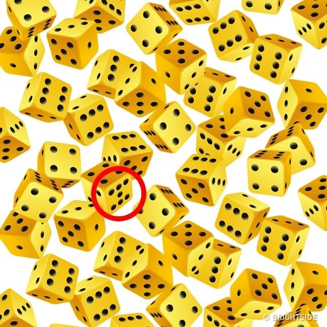 Không có con xúc xắc nào có 7 chấm như ở đây cả!