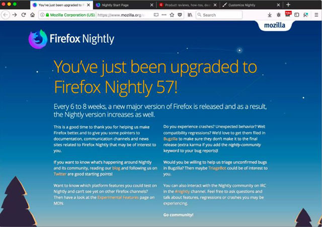Thử bản phát hành trước Firefox Nightly 