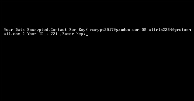 Thông báo hệ thống bị mã hóa
