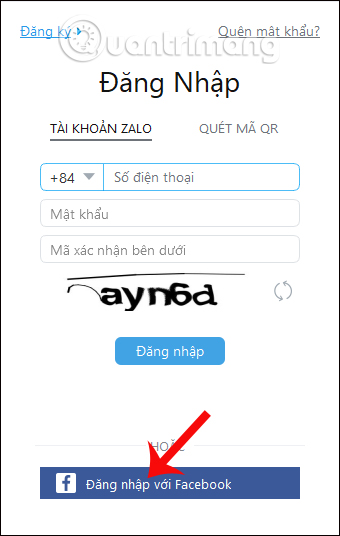 Đăng nhập tài khoản Facebook