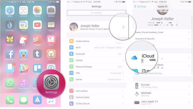 Chọn iCloud trên thiết bị