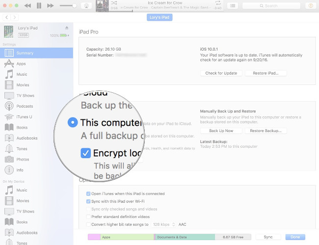 Sao lưu dữ liệu tự động bằng iTunes