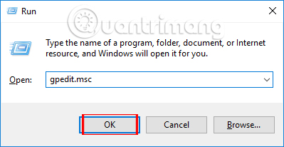Nhập từ khóa gpedit.msc
