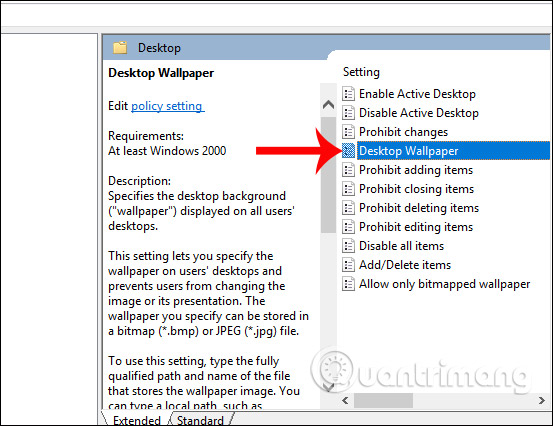 Thuộc tính Desktop Wallpaper