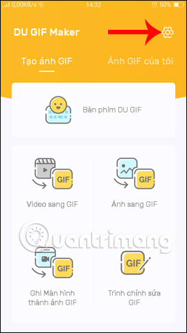 Nhấn chọn mục Settings 