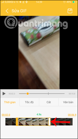 Thanh Timeline chọn thời gian