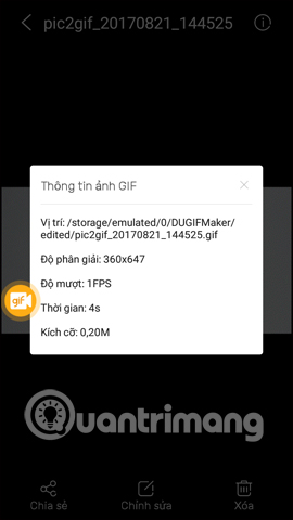 Hiện thông tin ảnh GIF