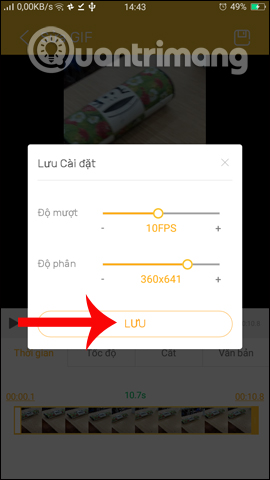 Lưu thiết lập ảnh động