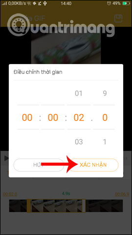 Nhập thời gian đầu và cuối