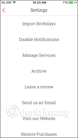 Giao diện cài đặt Scheduled