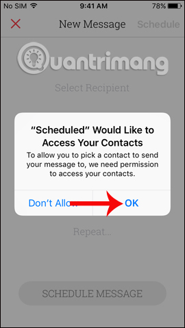 Scheduled truy cập danh bạ